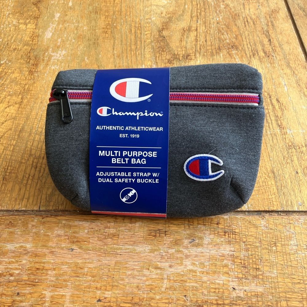 Champion Charcoal Belt Bag with Red Zipper